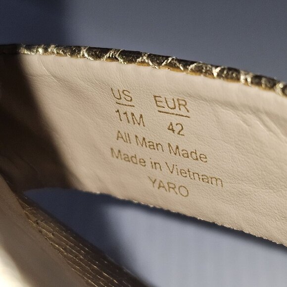 Sam Edelman Yaro Block Heel Sandal Women 11 Gold Snake Embossed Metallic Evening - Picture 15 of 16